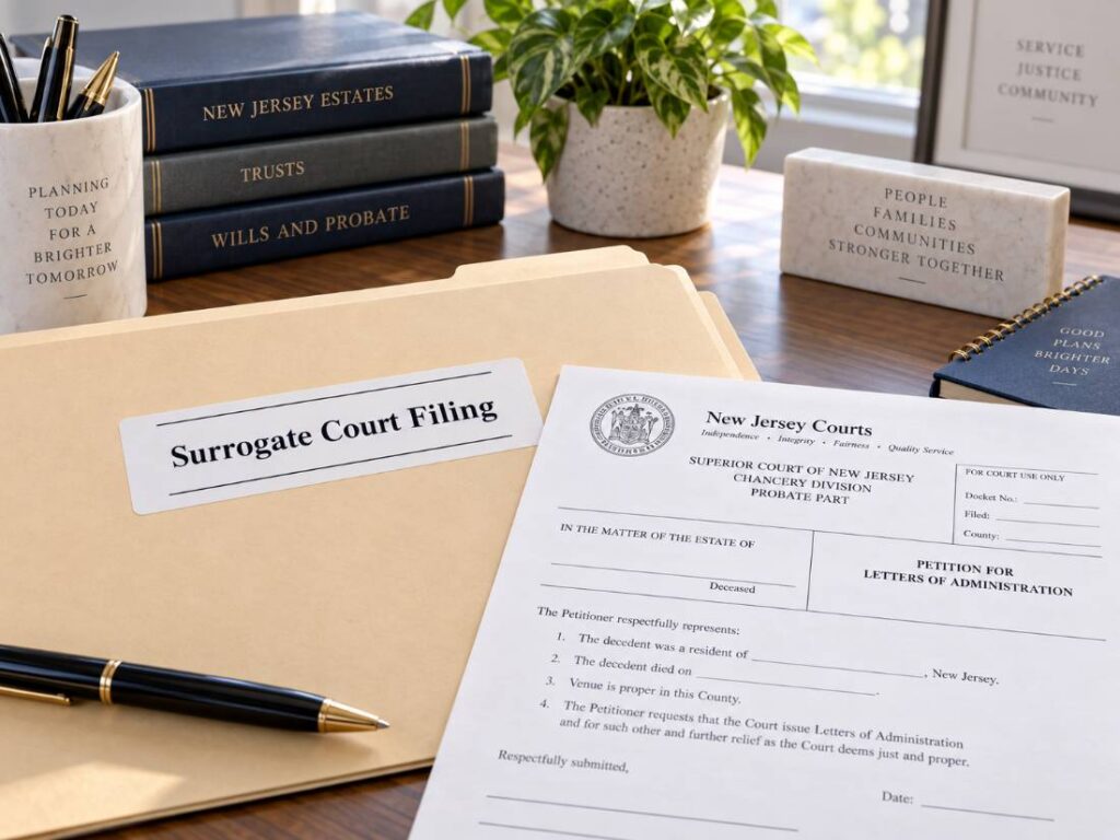 Surrogate Court filing documents for Monmouth and Ocean County NJ estate matters