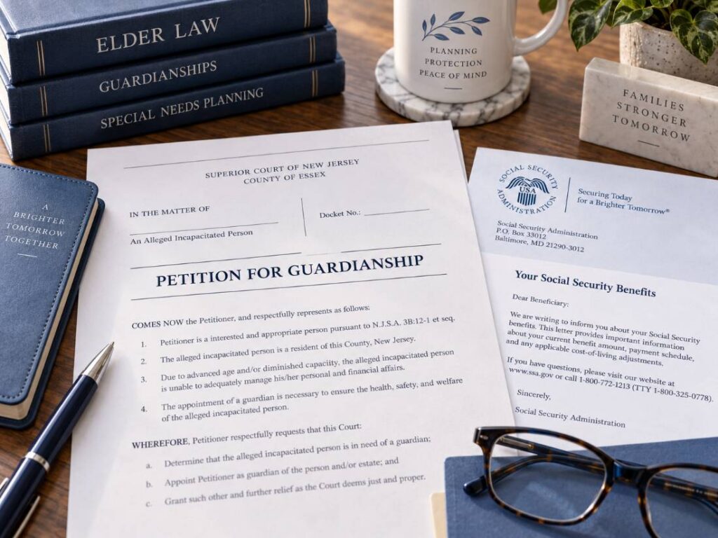 Guardianship paperwork and legal documents for adult special needs guardianship in NJ